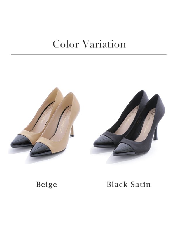 画像14: 【COMEX】 2color/ 10.0cmヒール/ エナメル/ サテン/ アーモンドトゥ/ ピンヒール/ パンプス[OF02] (14)