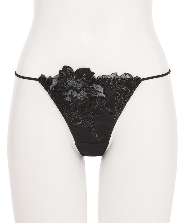 マリーサテン ストレッチレースTバック:ブラック