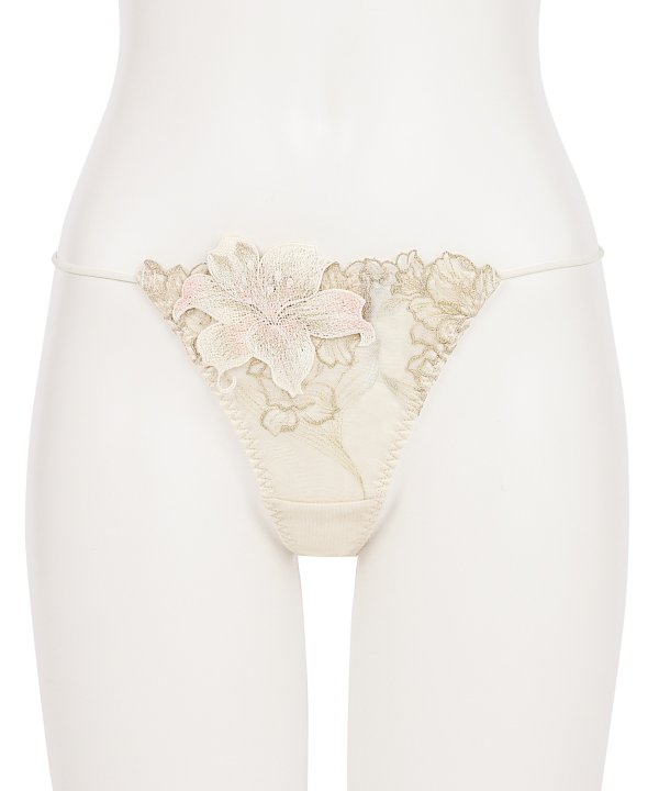 マリーサテン ストレッチレースTバック:アイボリー