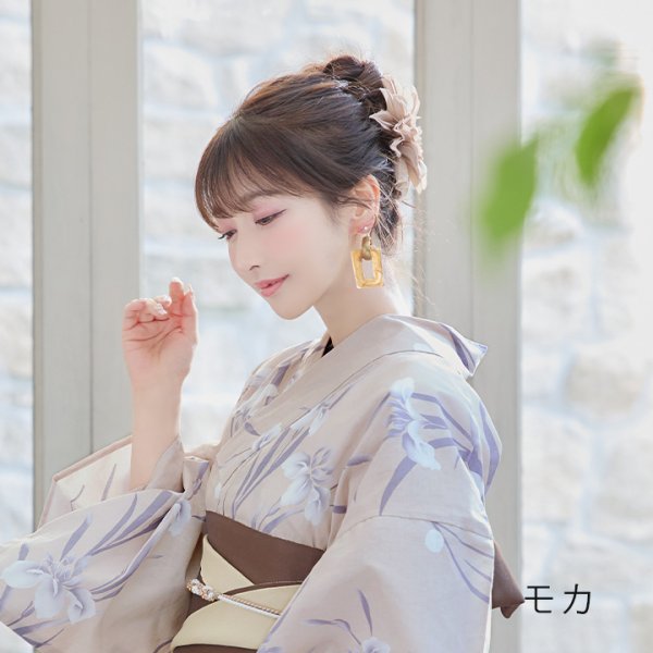 画像19: 【即日発送】ベージュ地×水仙の花浴衣  【浴衣３点セット 浴衣/帯/下駄】[YMT] (19)