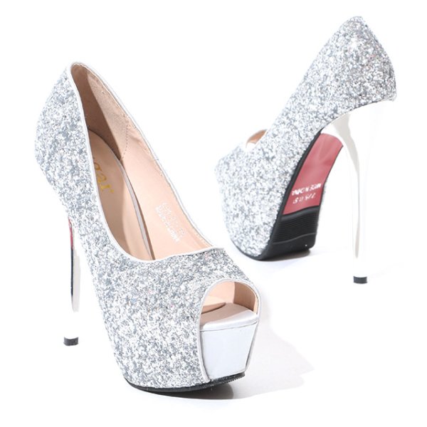 画像5: ベーシックグリッターパンプス/14cmヒール【2カラー/7サイズ】[OF02] (5)