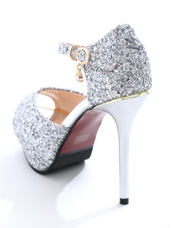 画像5: ストラップ/ビジュー/12cmヒール/厚底/グリッター/ラメ/サンダル【34-40サイズ/3カラー】[OF02] (5)