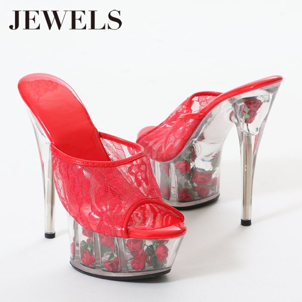 画像7: SALE!【62%OFF】【小悪魔ageha掲載商品】大人気のバラサンダルからNEWバージョン登場！レースデザインがSEXY&CUTEな足元を演出♪薔薇詰め厚底クリアヒールサンダル[OF02] (7)