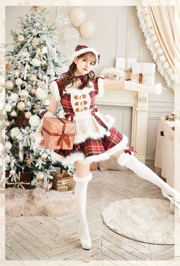 画像5: 【即日発送】ミルキーニットダッフルチェックサンタ《クリスマスコスプレ7点セット》【Malymoon/マリームーン】【2サイズ/1カラー】[OF03] (5)