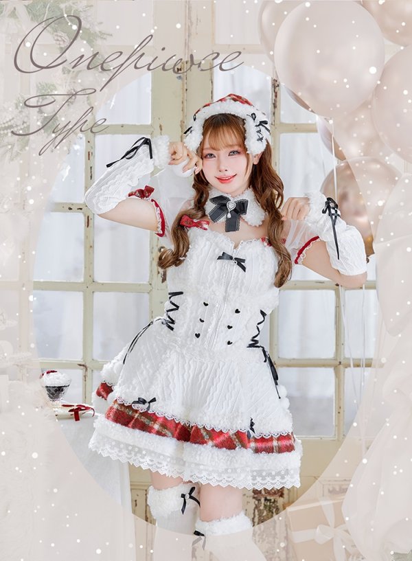 画像2: 【即日発送！】【クリスマスコスプレ7点セット】【Malymoon/マリームーン】ミルクニットフレーズたれ耳サンタドレス【SM-ML/1カラー】[OF03] (2)