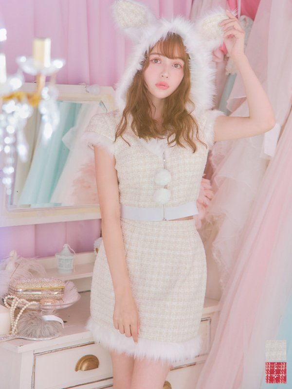 画像3: 【即日発送！】【サンタコス5点セット】【XS-XLサイズ/2カラー】ツイードチェックバニーサンタコスプレ[YMT] (3)