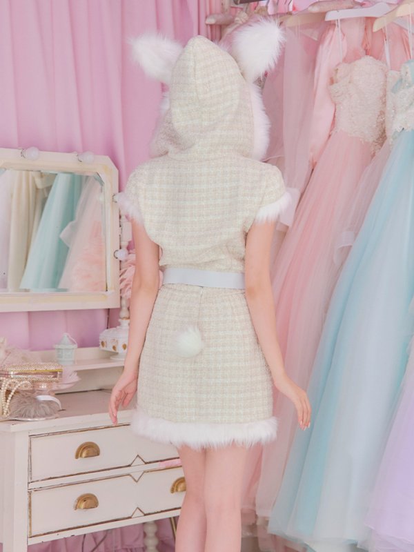 画像30: 【即日発送！】【サンタコス5点セット】【XS-XLサイズ/2カラー】ツイードチェックバニーサンタコスプレ[YMT] (30)