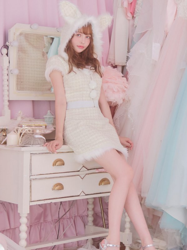 画像14: 【即日発送！】【サンタコス5点セット】【XS-XLサイズ/2カラー】ツイードチェックバニーサンタコスプレ[YMT] (14)