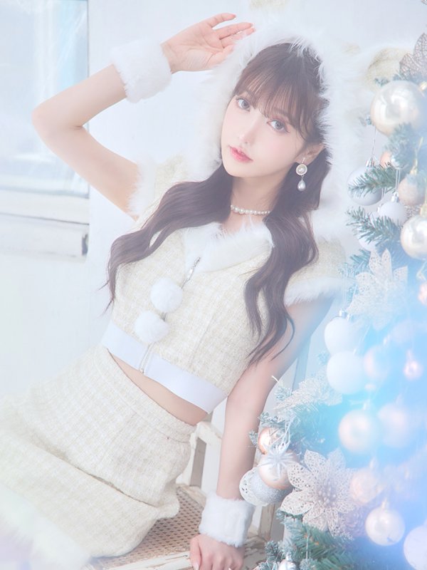 画像10: 【即日発送！】【サンタコス5点セット】【XS-XLサイズ/2カラー】ツイードチェックバニーサンタコスプレ[YMT] (10)