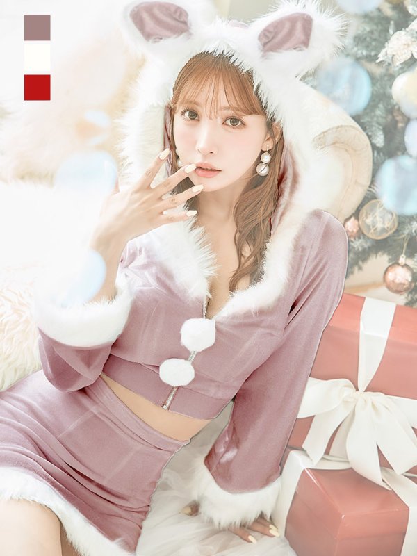 画像20: 【即日発送！】【サンタコス 4点セット】【S-Lサイズ/3カラー】セットアップバニーサンタコスプレ[YMT] (20)