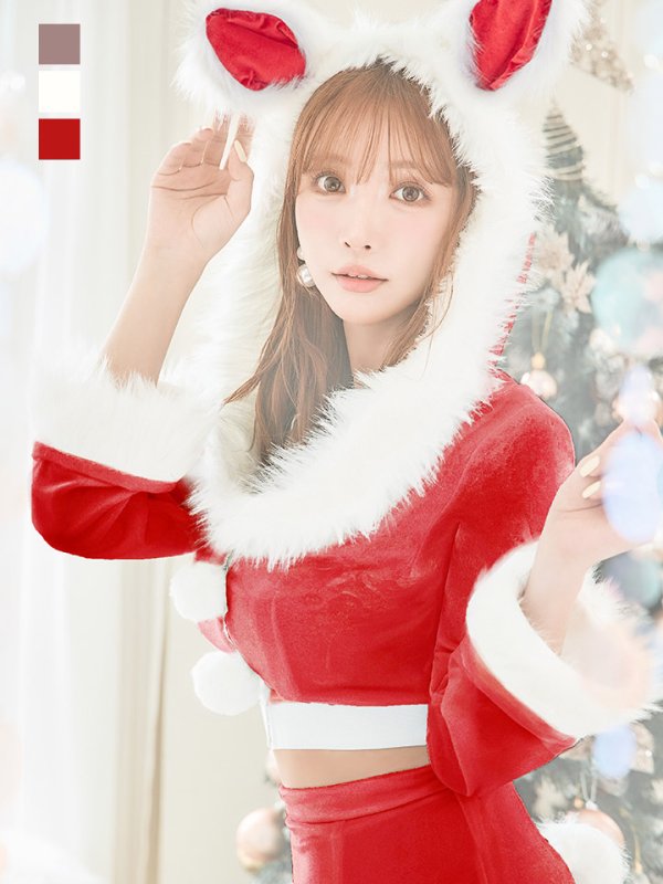 画像38: 【即日発送！】【サンタコス 4点セット】【S-Lサイズ/3カラー】セットアップバニーサンタコスプレ[YMT] (38)