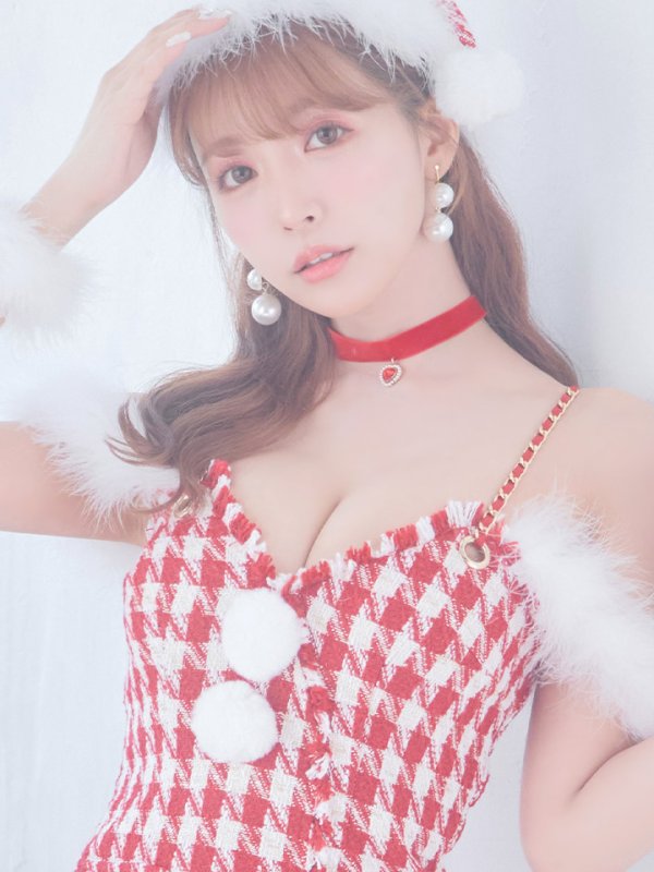 画像16: 【サンタセール！】【サンタコス5点セット】【S-XLサイズ/1カラー】千鳥柄ツイードキャミドレスサンタコスプレ[YMT] (16)