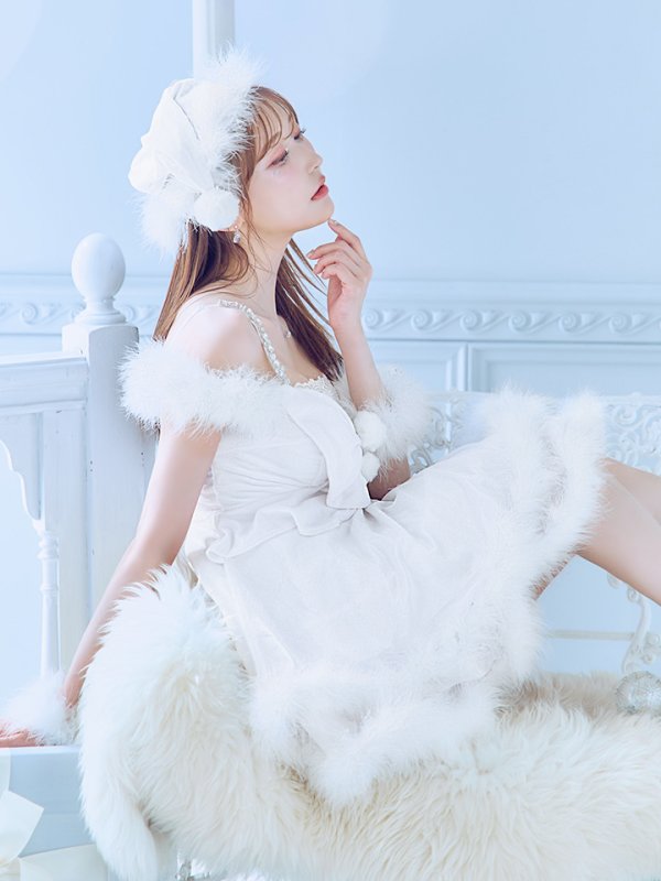 画像14: 【ノベルティ対象】【即日発送！】【サンタコス 4点セット】【XS-Lサイズ/4カラー】フロントビッグリボンオフショルフレアサンタ[YMT] (14)