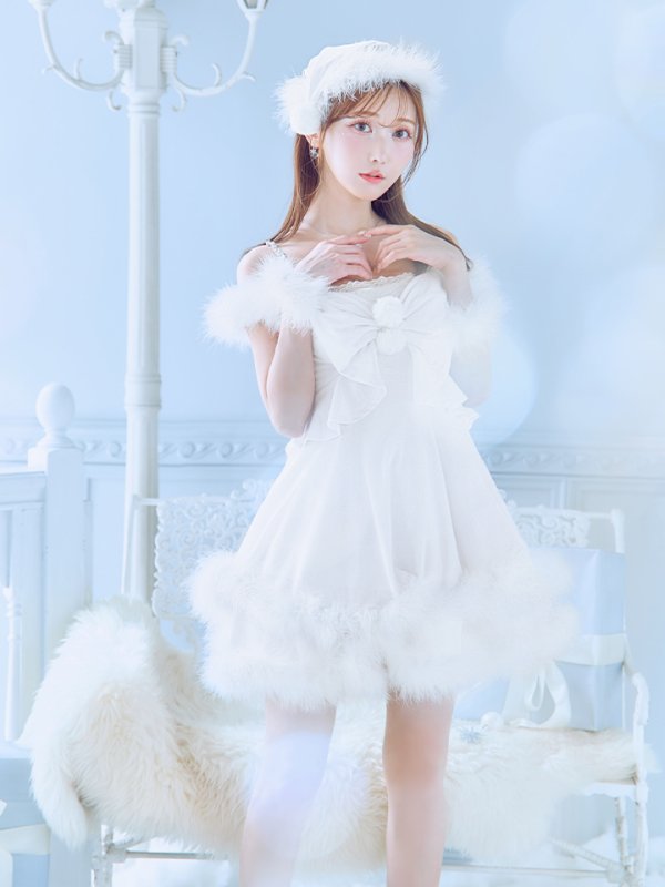 画像16: 【ノベルティ対象】【即日発送！】【サンタコス 4点セット】【XS-Lサイズ/4カラー】フロントビッグリボンオフショルフレアサンタ[YMT] (16)