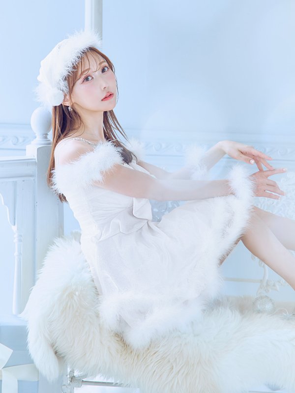 画像2: 【ノベルティ対象】【即日発送！】【サンタコス 4点セット】【XS-Lサイズ/4カラー】フロントビッグリボンオフショルフレアサンタ[YMT] (2)