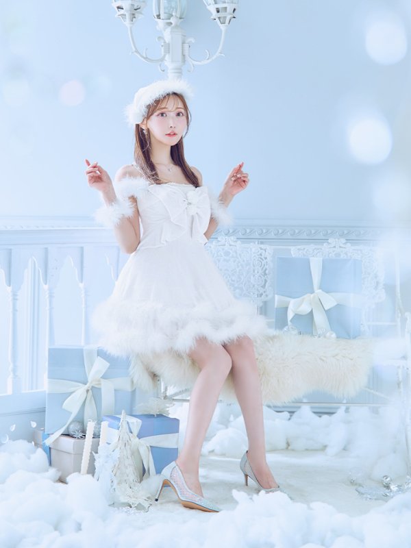 画像7: 【ノベルティ対象】【即日発送！】【サンタコス 4点セット】【XS-Lサイズ/4カラー】フロントビッグリボンオフショルフレアサンタ[YMT] (7)