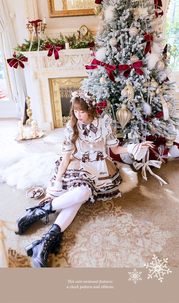 画像5: 【クリスマスコスプレ13点セット】【Malymoon/マリームーン】ミルクティーチェックトナカイメイド【2サイズ/1カラー】【予約/12月上旬発送予定】[HC03] (5)