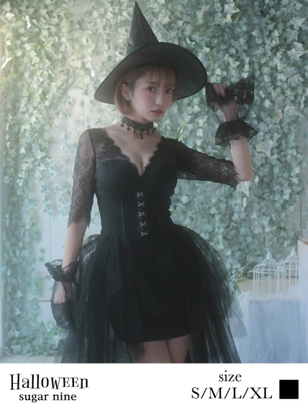 画像3: 【即日発送】ブラックバニーコスプレセット【sugar nineハロウィン4点セット】 【S-XLサイズ/1カラー】(H122YN)【OF01】 (3)