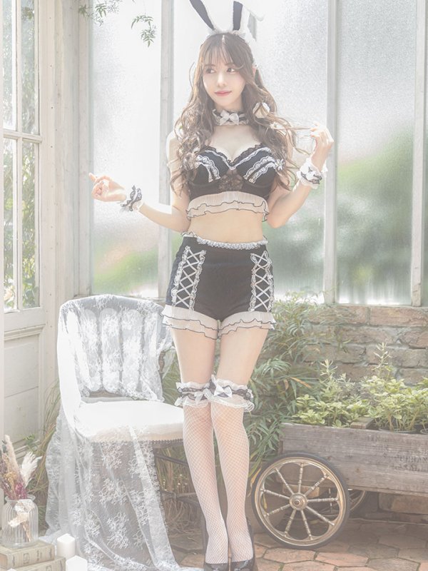 画像13: 【即日発送】【sugar nine×マリームーンコラボ】 セクシーレースバニーコスプレセット【sugar nineハロウィン7点セット】【S-Mサイズ/3カラー】[HC02] (13)