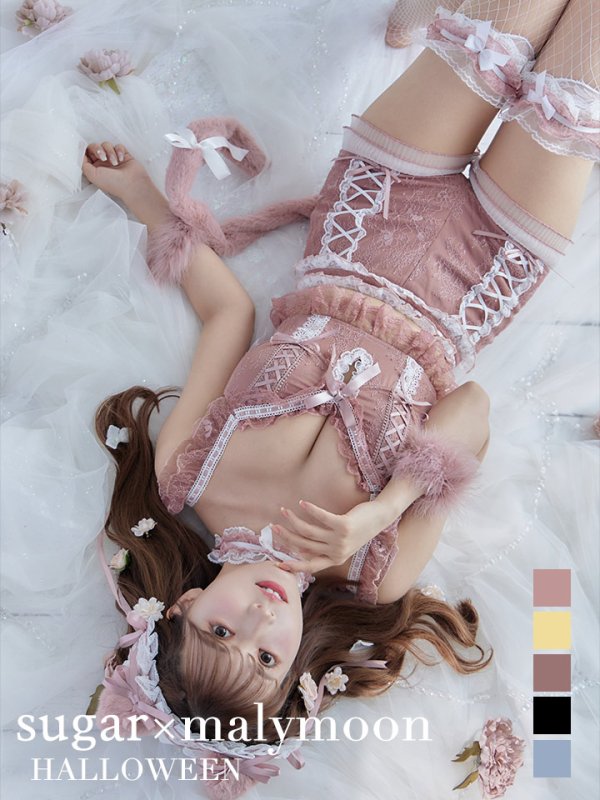 画像6: 【即日発送】【マリームーンコラボ】 セクシーレースキャット【ハロウィンコスプレ6点セット】【S-Lサイズ/7カラー】[YMT] (6)