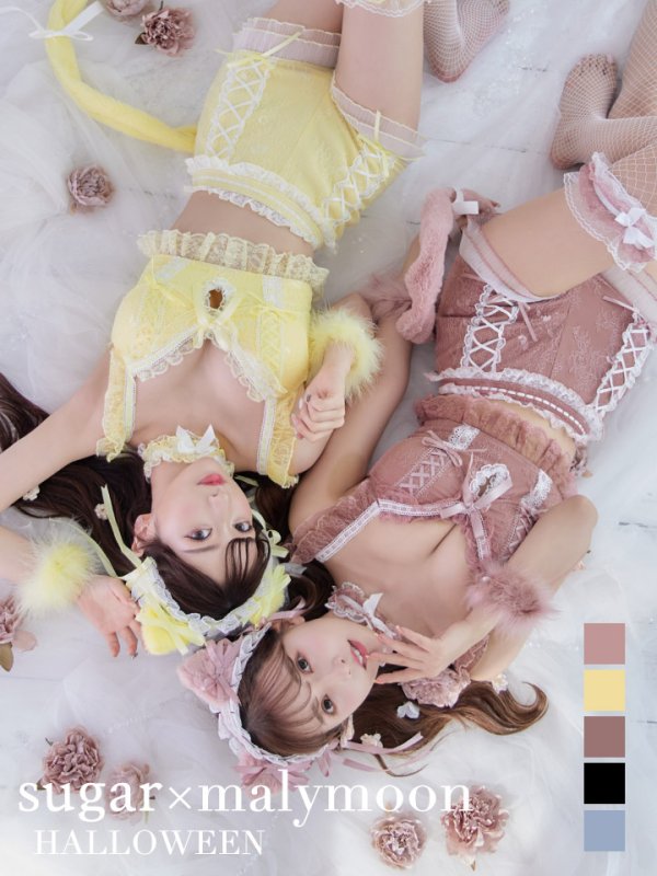 画像2: 【即日発送】【マリームーンコラボ】 セクシーレースキャット【ハロウィンコスプレ6点セット】【S-Lサイズ/7カラー】[YMT] (2)