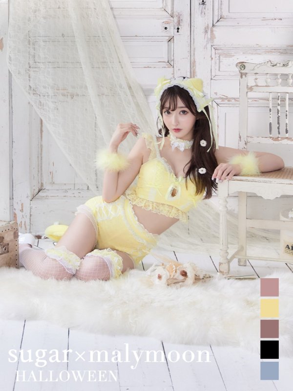 画像5: 【即日発送】【マリームーンコラボ】 セクシーレースキャット【ハロウィンコスプレ6点セット】【S-Lサイズ/7カラー】[YMT] (5)