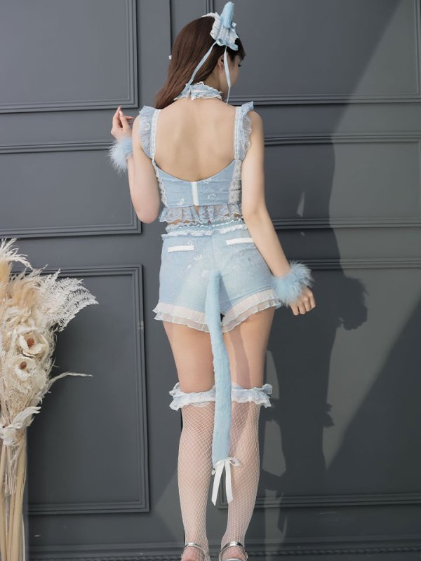 画像14: 【即日発送】【マリームーンコラボ】 セクシーレースキャット【ハロウィンコスプレ6点セット】【XS-L/7カラー】[HC03] (14)