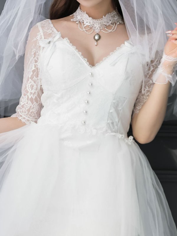 画像7: 【SALE!!】【即日発送】ショートイン花嫁ゾンビコスプレ/ブライドゾンビ【sugar nineハロウィン4点セット】【S-Lサイズ/1カラー】[OF01] (7)