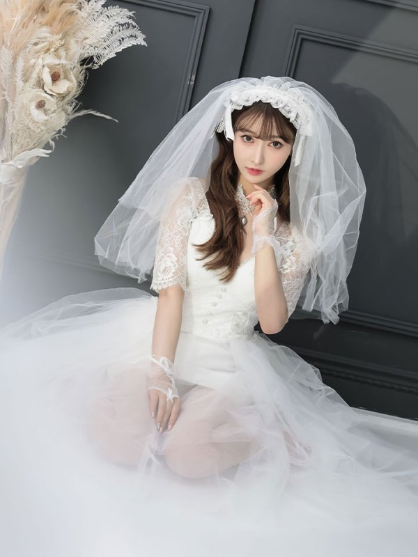 画像9: 【SALE!!】【即日発送】ショートイン花嫁ゾンビコスプレ/ブライドゾンビ【sugar nineハロウィン4点セット】【S-Lサイズ/1カラー】[OF01] (9)