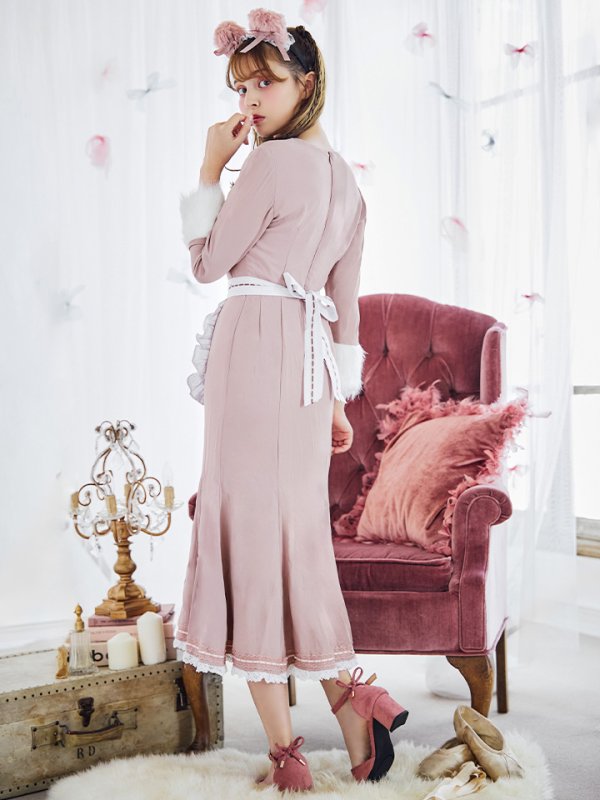 画像15: 【SALE!!】【即日発送】ファーポンチョ付きベアメイドコスプレ/ワンピースコスプレ【sugar nineハロウィン4点セット】【S-Lサイズ/1カラー】[OF01] (15)