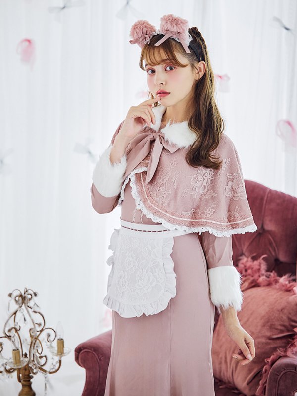 画像3: 【SALE!!】【即日発送】ファーポンチョ付きベアメイドコスプレ/ワンピースコスプレ【sugar nineハロウィン4点セット】【S-Lサイズ/1カラー】[OF01] (3)