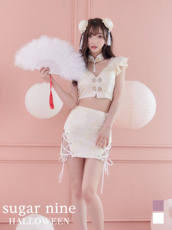 画像3: 【SALE!!】【即日発送】セットアップチャイナドレスコスプレ【sugar nineハロウィン4点セット】【XS-Lサイズ/2カラー】(SE01YN-WH)[OF01] (3)