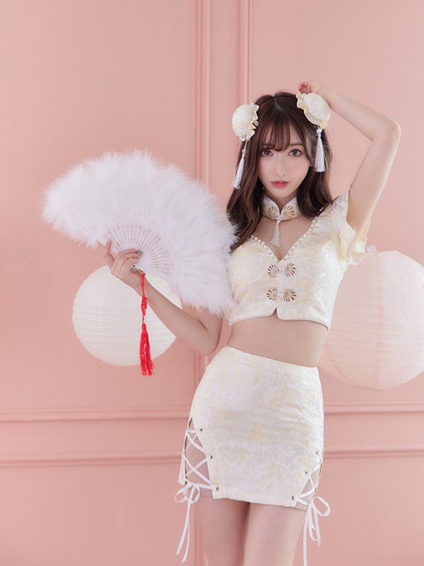 画像9: 【SALE!!】【即日発送】セットアップチャイナドレスコスプレ【sugar nineハロウィン4点セット】【XS-Lサイズ/2カラー】(SE01YN-WH)[OF01] (9)