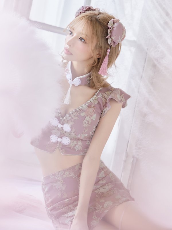 画像4: 【SALE!!】【即日発送】門りょうちゃん着用 セットアップチャイナドレスコスプレ【sugar nineハロウィン4点セット】【XS-Lサイズ/2カラー】(SE01YN-WH)[OF01] (4)