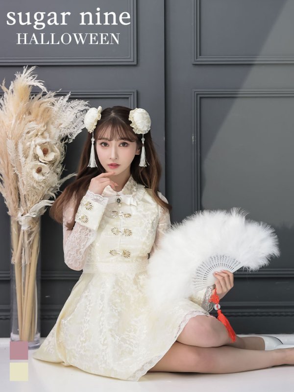 画像3: 【即日発送】Aライン/フレアスカートチャイナコスプレ【sugar nineハロウィン3点セット】【S-Mサイズ/2カラー】[HC03] (3)