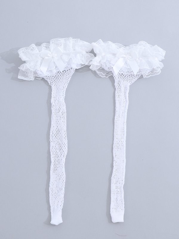 画像9: 【即日発送】【ハロウィン小物】おしゃれ度ワンランクアップ！リボンレース網タイツ【HC03】 (9)