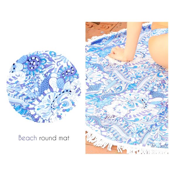 画像2: 【即日発送】値下げ！【水着小物：ビーチマット】ペイズリー柄ビーチマット[YMT] (2)