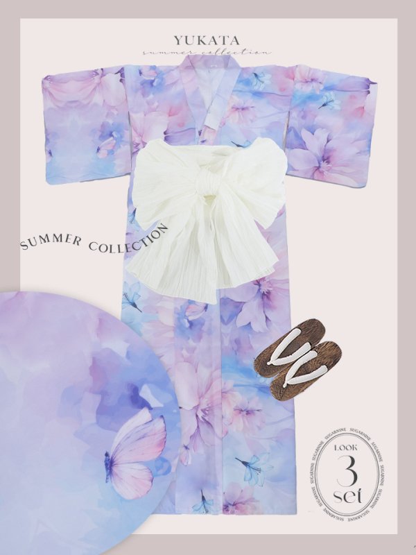 画像19: 【即日発送】パステル水彩フラワーアンニュイ浴衣  【浴衣３点セット 浴衣/帯/下駄】[YMT] (19)