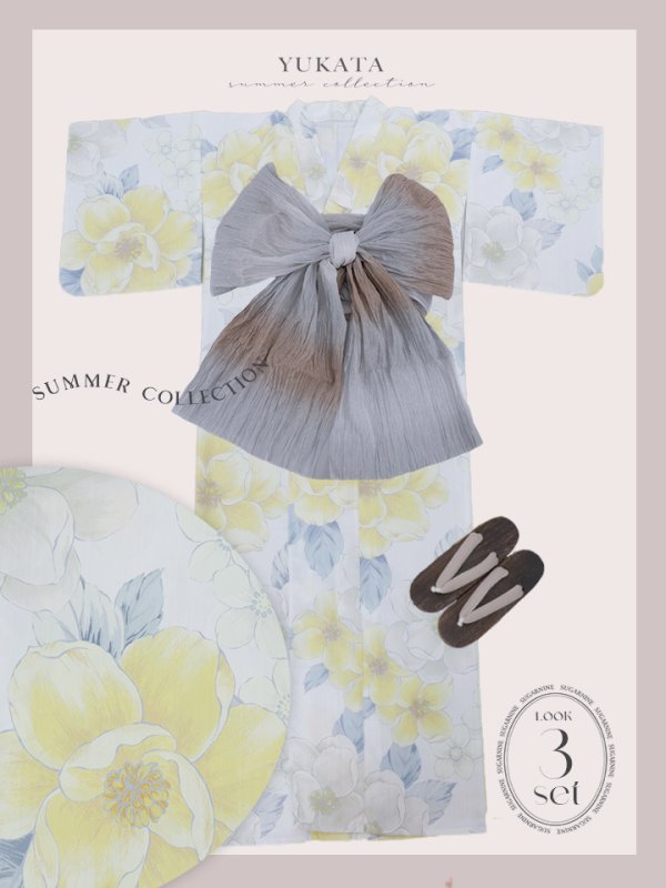 画像45: ヘルシー油彩牡丹浴衣  【浴衣３点セット 浴衣/帯/下駄】[YMT] (45)