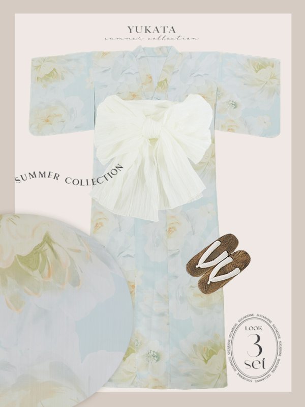 画像24: 【即日発送】ニュアンス牡丹ペールトーン浴衣  【浴衣３点セット 浴衣/帯/下駄】[YMT] (24)
