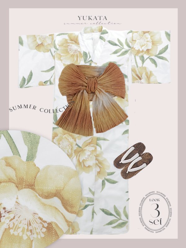 画像22: 【即日発送】大正ロマン×和モダン水彩牡丹浴衣  【浴衣３点セット 浴衣/帯/下駄】[YMT] (22)