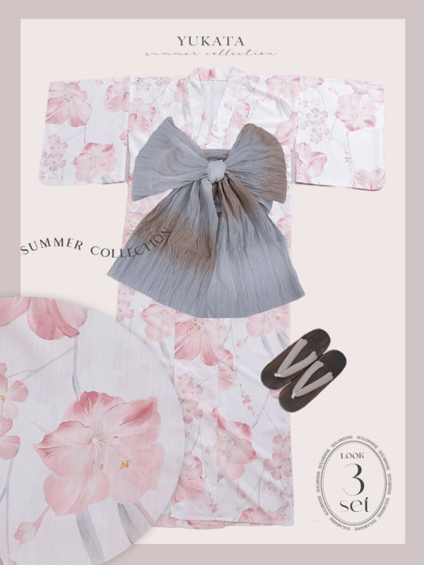 画像21: 【即日発送】ニュアンスピンク水彩朝顔浴衣 【浴衣3点セット 浴衣/帯/下駄】[YMT] (21)