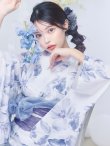 画像1: 【即日発送】モダンフラワー大人エレガント浴衣【浴衣３点セット 浴衣/帯/下駄】[OF04] (1)