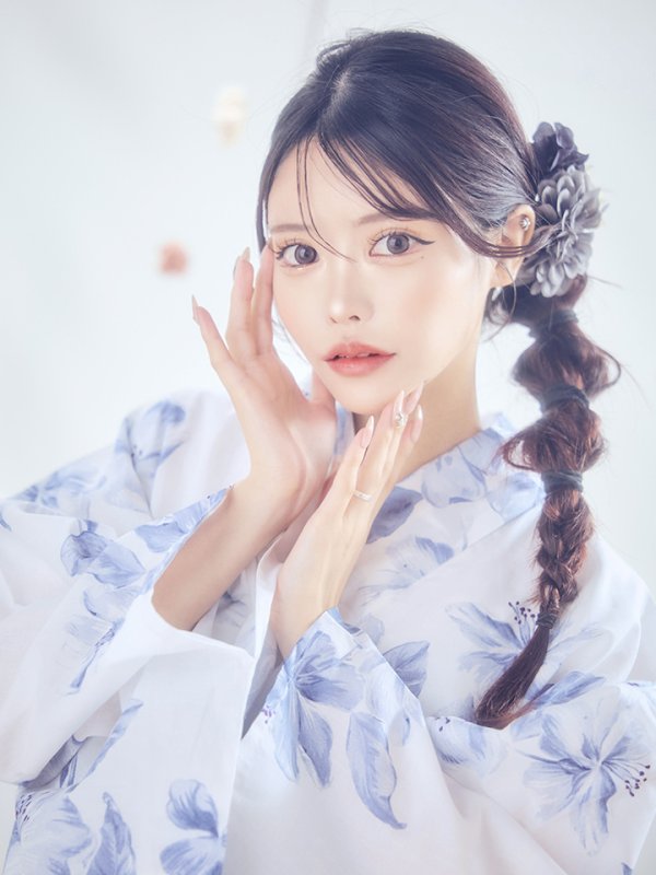 画像3: 【即日発送】モダンフラワー大人エレガント浴衣【浴衣３点セット 浴衣/帯/下駄】[OF04] (3)