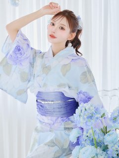アンティークブルーローズ浴衣