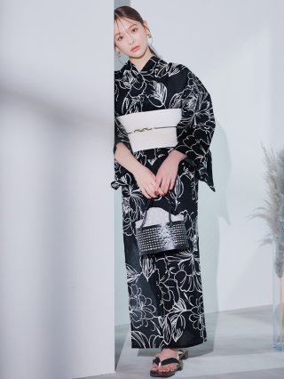 シック大人フラワー浴衣【浴衣のみの商品です】 即日発送】シック大人フラワー浴衣 【浴衣3点セット 浴衣/帯
