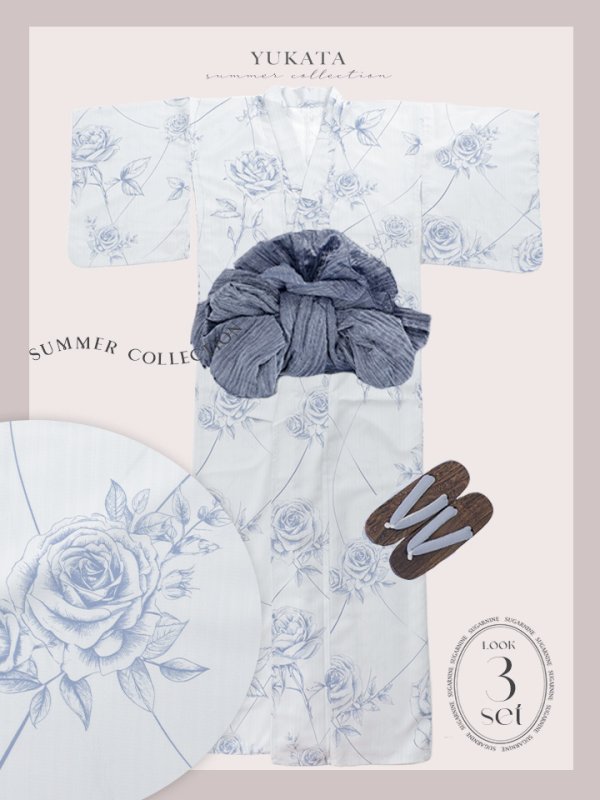 画像22: 【即日発送】【Riuコラボ】ブルーローズ浴衣  【浴衣３点セット 浴衣/帯/下駄】[YMT] (22)