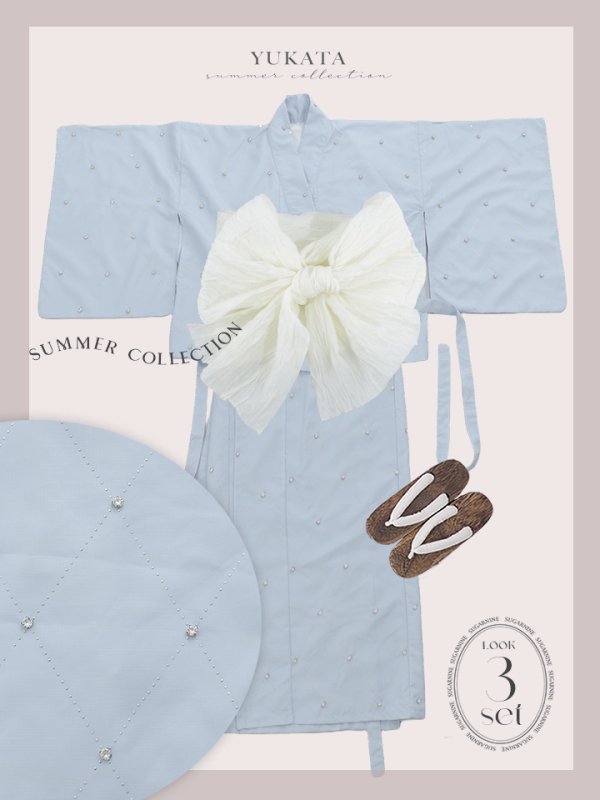 画像22: 【即日発送】セパレートアーガイルビジュー浴衣【浴衣4点セット 浴衣/帯/下駄】[YMT] (22)