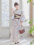 画像4: 【即日発送】ベージュ地×水仙の花浴衣  【浴衣３点セット 浴衣/帯/下駄】[YMT] (4)