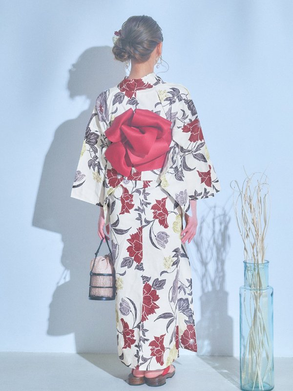 画像15: 【即日発送】レトロモダンフラワー浴衣  【浴衣３点セット 浴衣/帯/下駄】[YMT] (15)